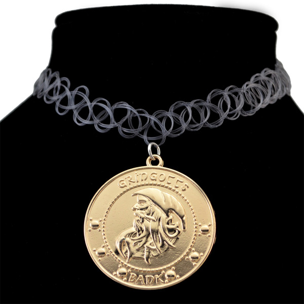 N-6181  harry potter Fashion spiral acrylic chain Gringotts bank coins magic necklace