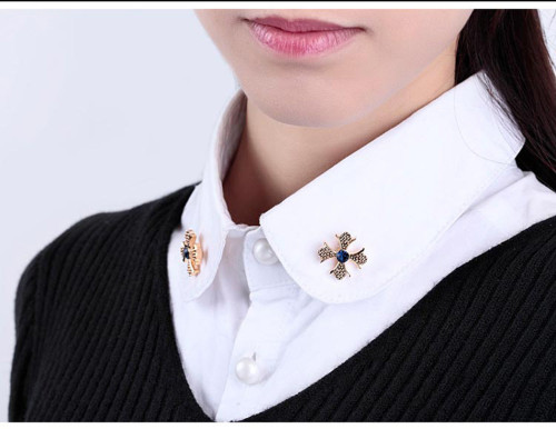 P-0316 Fashion Brooches Charm Rhinestones Silver/Gold  Plated Sailing/Cross Brooch Buckle For Women Men Accessories