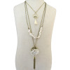 N-6187  Vintage 3 Multilayers Turquoise Beads Bronze Tassel Rope Necklace Pandant Necklaces