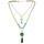 N-6187  Vintage 3 Multilayers Turquoise Beads Bronze Tassel Rope Necklace Pandant Necklaces