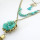 N-6187  Vintage 3 Multilayers Turquoise Beads Bronze Tassel Rope Necklace Pandant Necklaces
