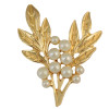P-0314  Fashion gold plated pearl twig shape cute collor brooch Pin women jewelry