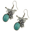 E-3763   Bohemian style silver plate cute butterfly turquoise dangle earrings fashion jewelry