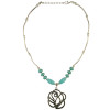 N-6202  Bohemian Silver Chain Beads Turquoise Flower Pendant Choker Bib Necklace Short