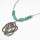 N-6202  Bohemian Silver Chain Beads Turquoise Flower Pendant Choker Bib Necklace Short
