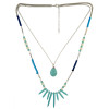 N-6205  Bohemian Style 2 Layer Silver Chains Fashion Necklaces Natural Turquoise Beads Pearls Pendant Necklace Women Jewelry