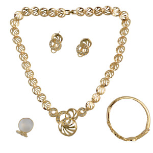 N-6204 Fashion Punk Style Gold Plated Crystal  Choker Neckalce Jewelry Set