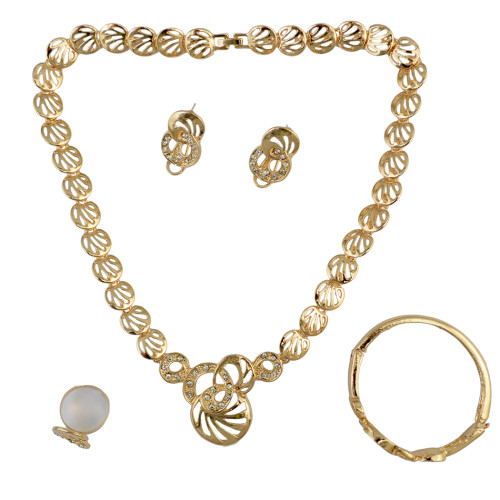 N-6204 Fashion Punk Style Gold Plated Crystal  Choker Neckalce Jewelry Set