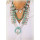 N-5529 Bohemian style silver plted chunky chain turquoise pink red gem stone resin flower pendant necklace