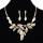 N-6216 Fashion Punk Style Leaf Shape Gold Necklace Crystal Rhinestone Choker Necklace Bracelet Ring And Earrings For Women Jewelry Set