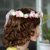 F-0327 Bohemian Style  Fashion  Wedding Hairband Charms Pink and White Flower Resin Beads Charm Hair Bridal Accessory Jewelry