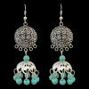 E-3773  Bohemian Silver Plated Turquoise  Dangle Earring Tassel Drop Earrings