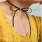 N-6212  3 Colors Fashion Simple Bar Long Leather Chain Pendant  Bow Necklace Women Jewelry