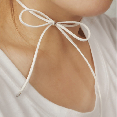 N-6212  3 Colors Fashion Simple Bar Long Leather Chain Pendant  Bow Necklace Women Jewelry