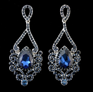 E-3775  Luxury Silver Earrings Plated Full Rhinestone Crystal Statement Large Long Exaggerated Drop Earring with Ear Plugs