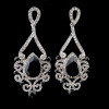 E-3775  Luxury Silver Earrings Plated Full Rhinestone Crystal Statement Large Long Exaggerated Drop Earring with Ear Plugs