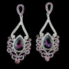 E-3775  Luxury Silver Earrings Plated Full Rhinestone Crystal Statement Large Long Exaggerated Drop Earring with Ear Plugs