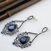 E-3775  Luxury Silver Earrings Plated Full Rhinestone Crystal Statement Large Long Exaggerated Drop Earring with Ear Plugs