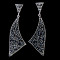 E-3776 Unique Triangle Irregular Silver Large Long Earrings Full Rhinestone Crystal Statement  Drop Earring