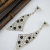 E-3776 Unique Triangle Irregular Silver Large Long Earrings Full Rhinestone Crystal Statement  Drop Earring