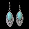 E-3772  Bohemian Antique Silver Fashion Earring Natural Turquoise Bead Dangle Earrings For Women Jewelry