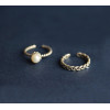 R-1349  2016 Fashion stainless steel spiral pearl 2 rings set trendy jewelry
