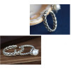 R-1349  2016 Fashion stainless steel spiral pearl 2 rings set trendy jewelry