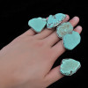 R-1358 Bohemian Fashion silver plated irregular turquoise beads finger ring jewelry