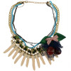 N-6226 Bohemia Handmade Gold Plated Multilayers Chain Resin Beads Choke Pendant Statement Necklace Cherry Bow Yarn Necklace 3 Colors