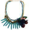 N-6226 Bohemia Handmade Gold Plated Multilayers Chain Resin Beads Choke Pendant Statement Necklace Cherry Bow Yarn Necklace 3 Colors