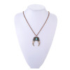 N-6231 Bohemian Style Gold Silver Chain Natural Turquoise Beads Carved Flower Pendant Necklace Women Jewelry