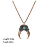 N-6231 Bohemian Style Gold Silver Chain Natural Turquoise Beads Carved Flower Pendant Necklace Women Jewelry