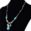 N-6237 Vintage Boho   Turquoise  Stone Beads  Silver Plated Chain Charm Neckalce with Fish Shape Pendant Choker Bib Necklace for Women