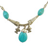 N-6237 Vintage Boho   Turquoise  Stone Beads  Silver Plated Chain Charm Neckalce with Fish Shape Pendant Choker Bib Necklace for Women