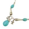 N-6237 Vintage Boho   Turquoise  Stone Beads  Silver Plated Chain Charm Neckalce with Fish Shape Pendant Choker Bib Necklace for Women