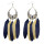 E-3784 Fashion bohemian style crescent pendant feather tassel dangle earrings jewelry