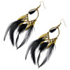 E-3783 Fashion bohemian style crescent pendant feather tassel dangle earrings jewelry