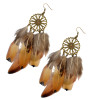 E-3783 Fashion bohemian style crescent pendant feather tassel dangle earrings jewelry