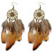 E-3783 Fashion bohemian style crescent pendant feather tassel dangle earrings jewelry