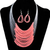 N-6254 Bohemia Women Multilayer Necklace Earring Resin Beads Necklace Jewelry Set 6 Colors