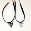 N-6244 Fashion Collar Black Leather Rope Chain Triangle Pendant Choker Necklace Women Jewelry