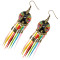 E-3786 New Fashion European Muti Resin Beads Small Round  Feather Tassel Long Dangle Earrings for Women Jewelry