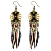 E-3786 New Fashion European Muti Resin Beads Small Round  Feather Tassel Long Dangle Earrings for Women Jewelry