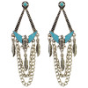 E-3782 Bohemian Style tibetan silver plated pigeon pendant leaf tassel dangle earrings jewelry