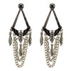 E-3782 Bohemian Style tibetan silver plated pigeon pendant leaf tassel dangle earrings jewelry