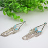 E-3782 Bohemian Style tibetan silver plated pigeon pendant leaf tassel dangle earrings jewelry