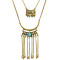 N-6252  Bohemian 3 Multilayers Gold Silver Plated Long Tessel Chain Pendant Natural Turquoise Beads Necklace