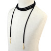 N-6246 Vintage Fashion Simple  Black Long Leather Chain Pendant Necklace Jewelry