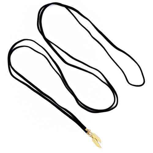 N-6246 Vintage Fashion Simple  Black Long Leather Chain Pendant Necklace Jewelry