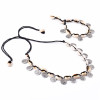 N-6249 B-0730 Fashion Arrival Engraved Coin Necklace and Bracelet Rope Chain Oval shape Shell Necklace and Bracelet set for women jewery